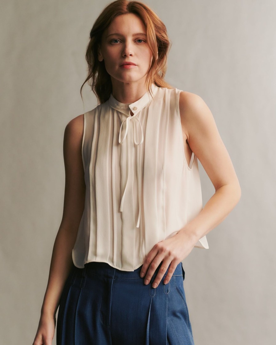 TWP Clothing Tops | Cherry Top In Silk Georgette Ivory