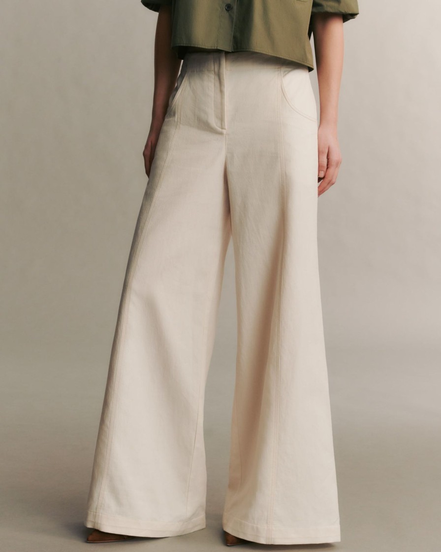 TWP Clothing Pants | Demie Pant In Linen Cotton Bone