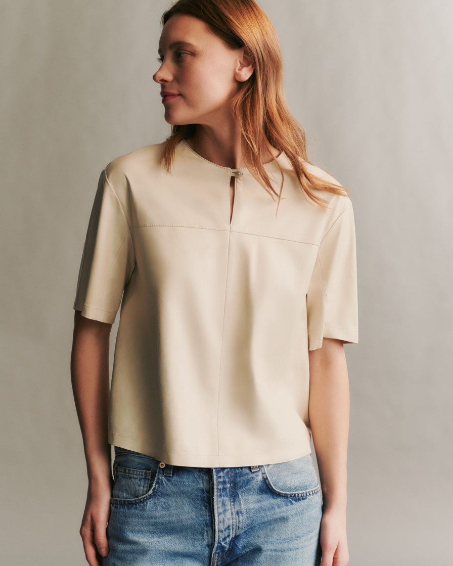 TWP Clothing Tops | Cate Top In Paper Suede Creama