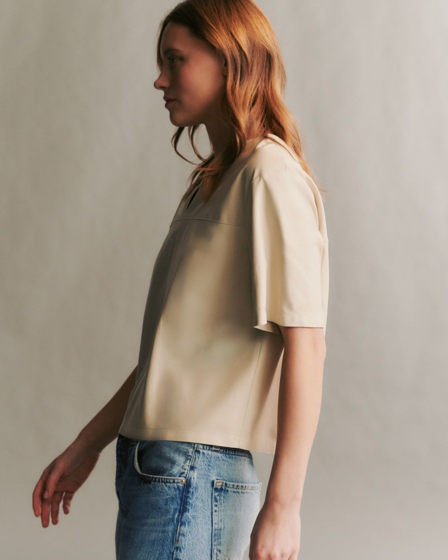 TWP Clothing Tops | Cate Top In Paper Suede Creama