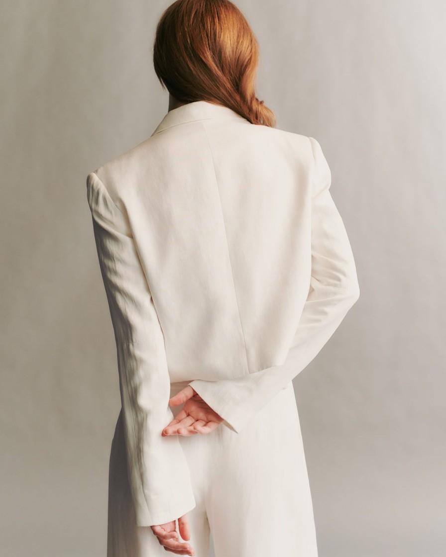 TWP Clothing Shop All | My Former Better Half Blazer In Coated Viscose Linen White