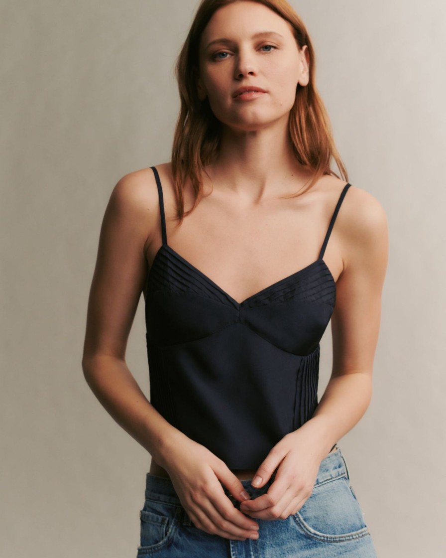 TWP Clothing Tops | Colette Top In Washed Silk Habotai Midnight