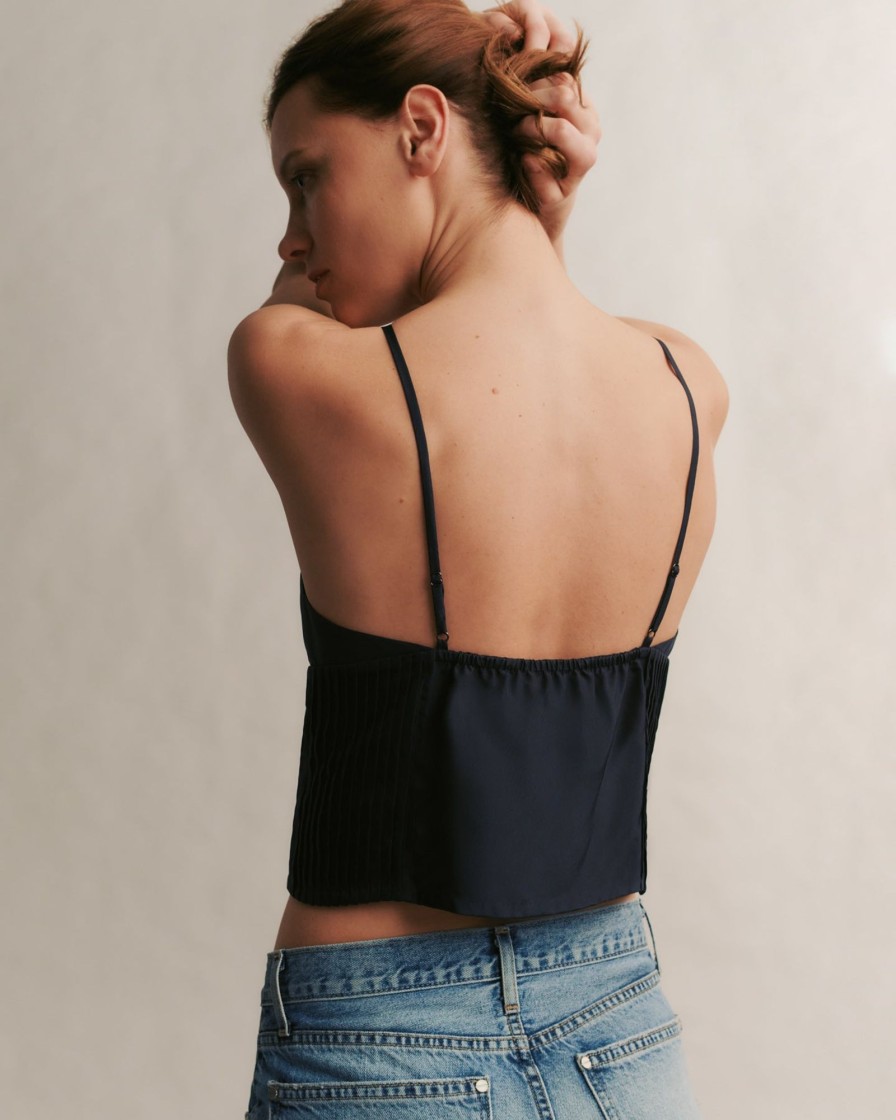 TWP Clothing Tops | Colette Top In Washed Silk Habotai Midnight