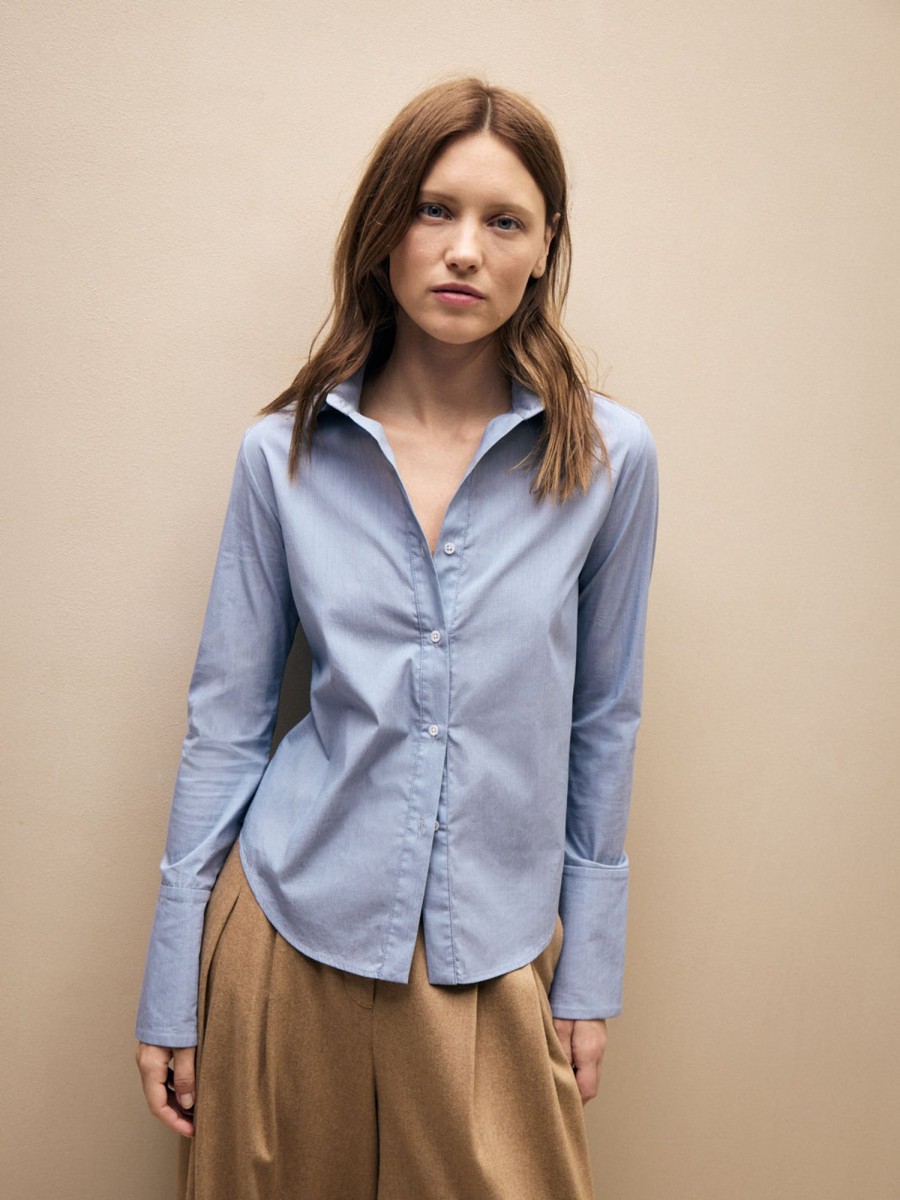 TWP Clothing Shop All | Bessette Top In Superfine Stretch Cotton Indigo