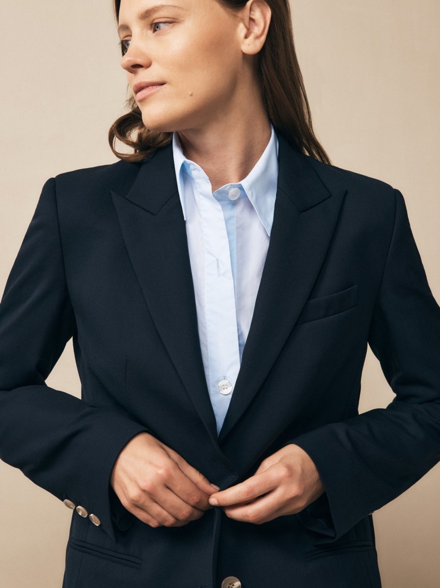 TWP Clothing Blazers & Jackets | Husband Blazer In Chintzed Wool Midnight