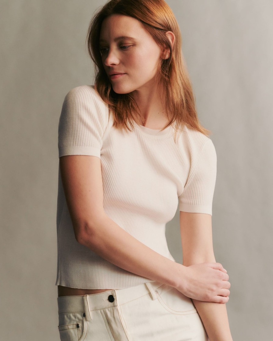 TWP Clothing Tops | Tease Top In Merino Wool Ivory