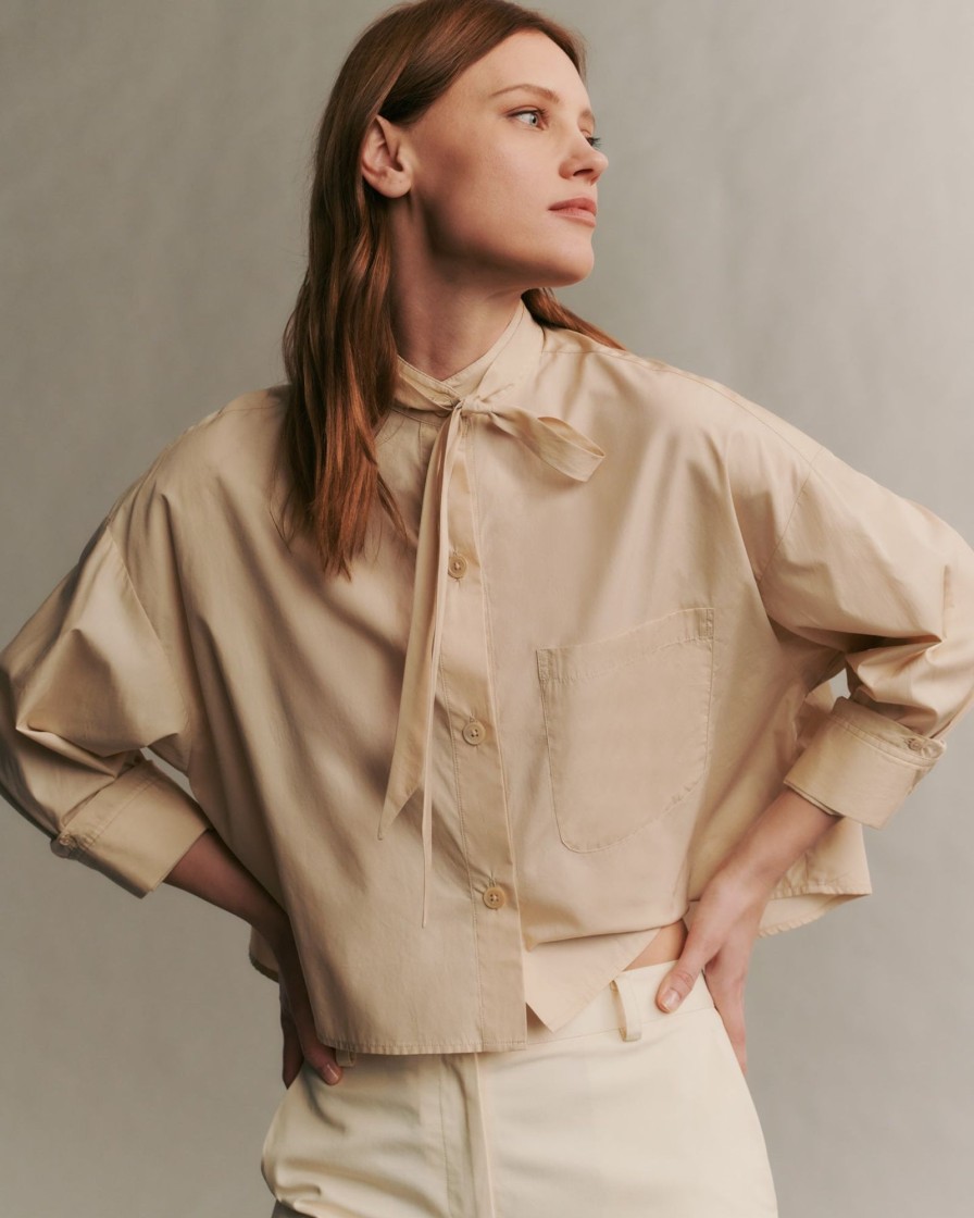 TWP Clothing Tops | Darling Shirt In Superfine Cotton Light Khaki