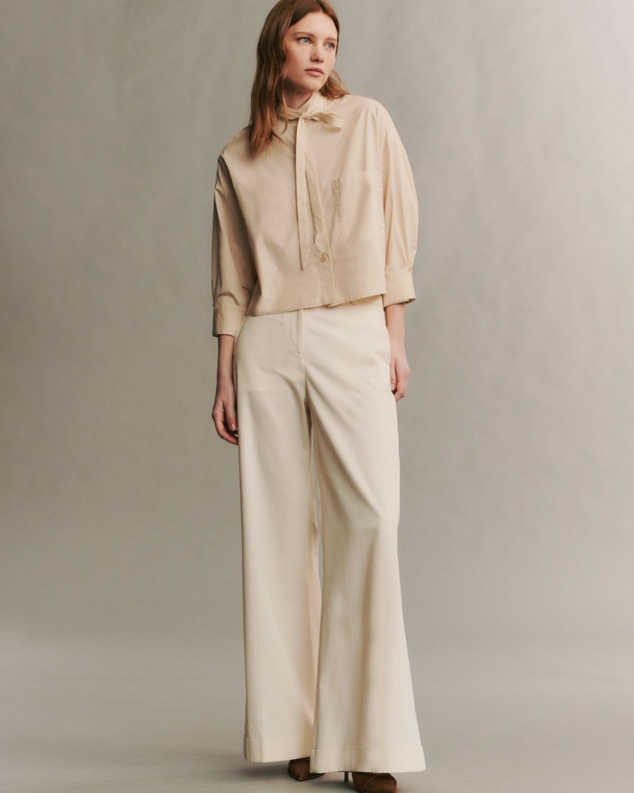 TWP Clothing Tops | Darling Shirt In Superfine Cotton Light Khaki