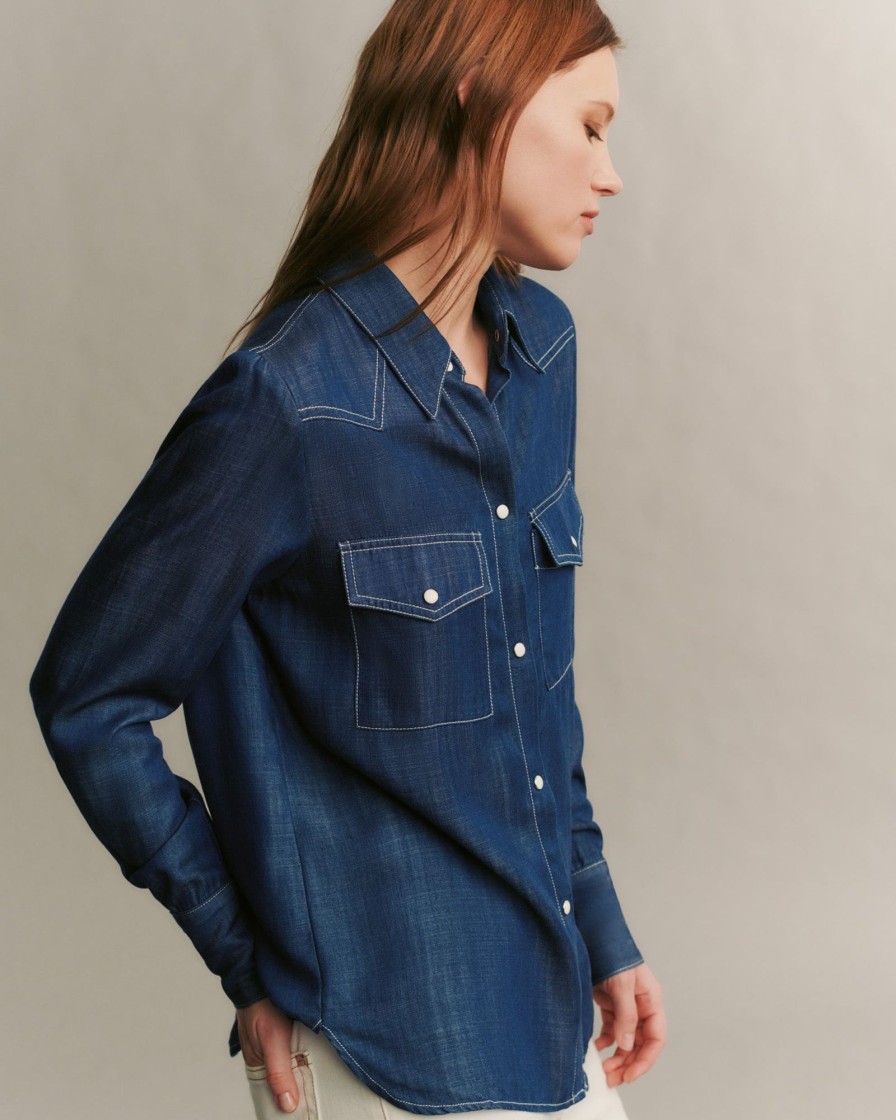 TWP Clothing Shop All | Ranchers Daughter Shirt In Tencel Denim Medium Indigo