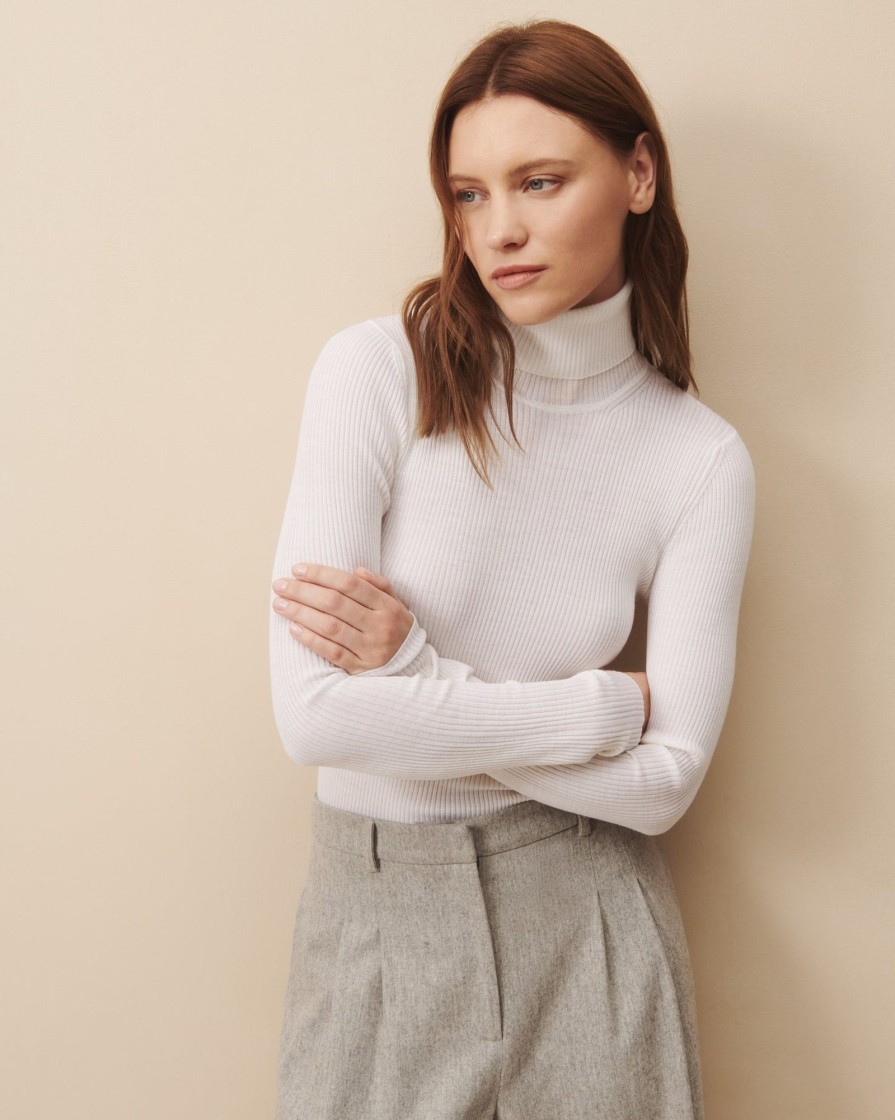 TWP Clothing Tops | Knit Turtleneck In Merino Wool Winter White