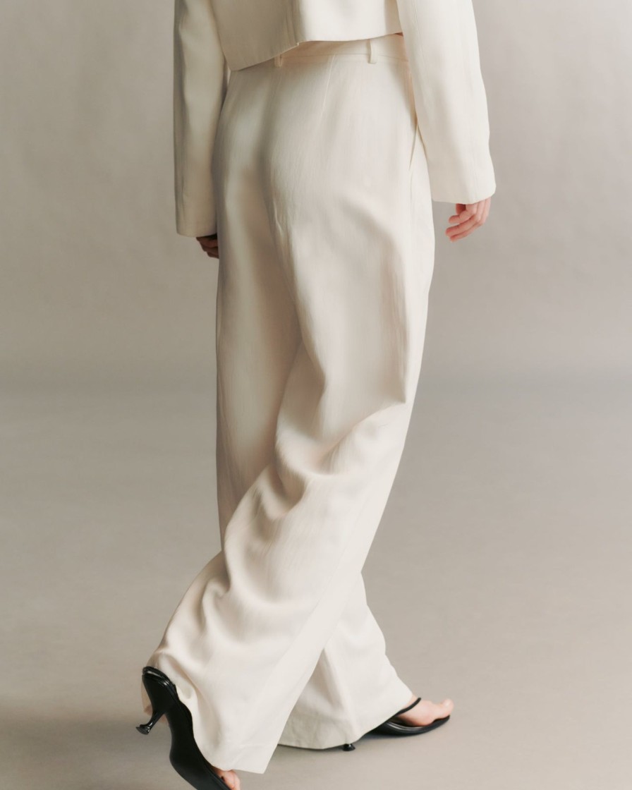 TWP Clothing Pants | Sullivan Pant In Coated Viscose Linen White