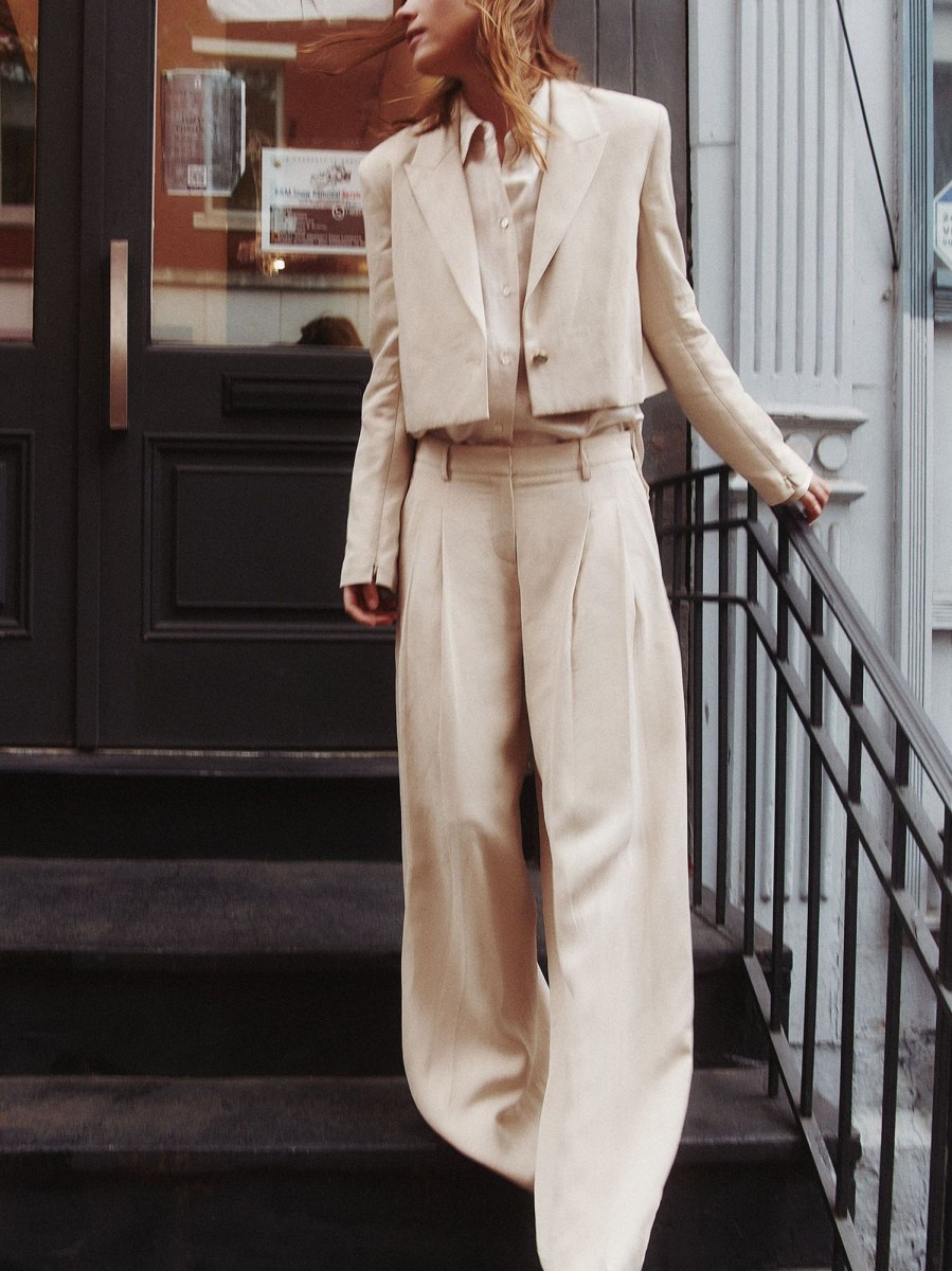 TWP Clothing Pants | Didi Pant In Coated Viscose Linen French Oak