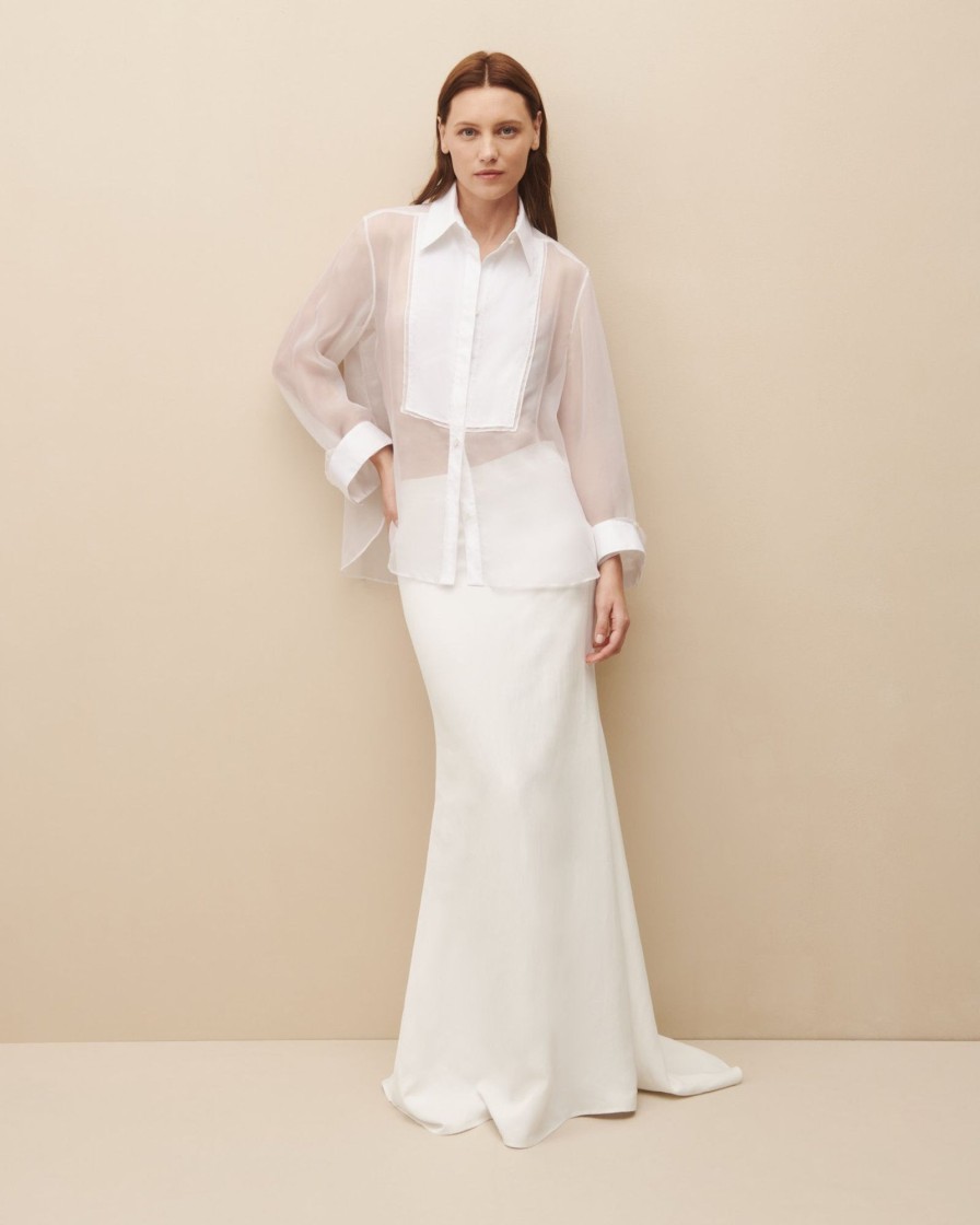 TWP Clothing Shop All | Isn'T It Romantic Skirt In Coated Viscose Linen White