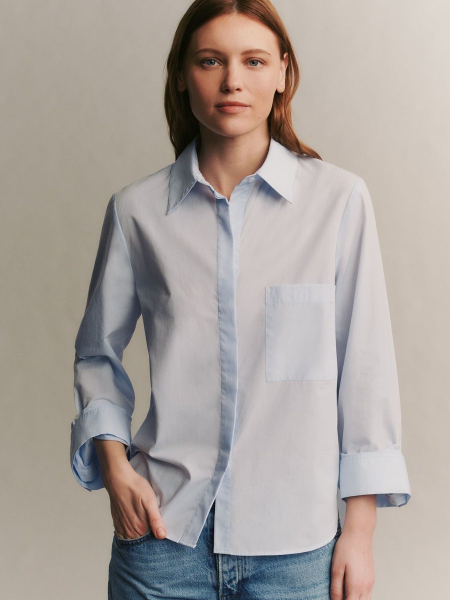 TWP Clothing Tops | Boyfriend Shirt In Superfine Cotton Baby Blue