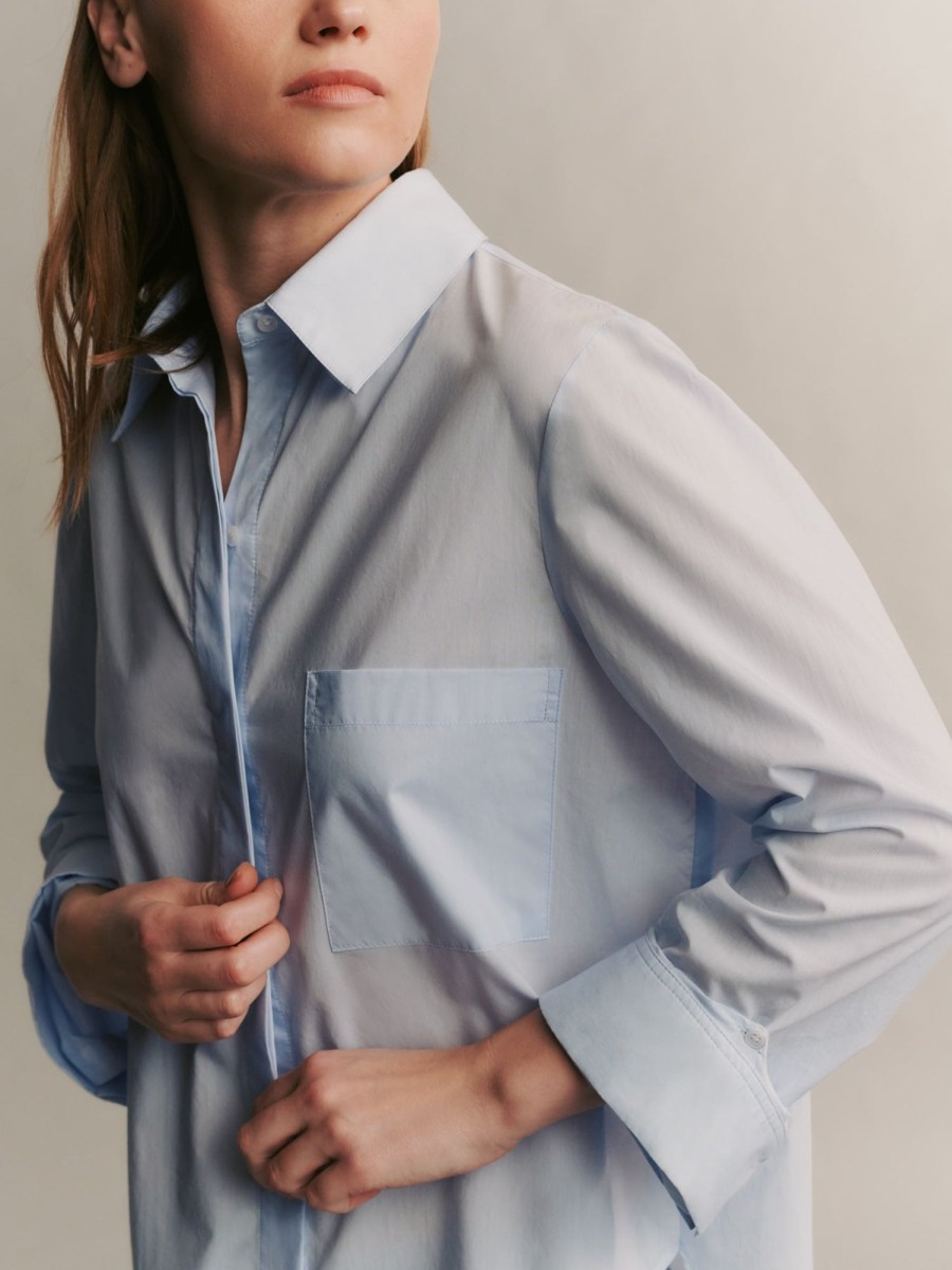 TWP Clothing Tops | Boyfriend Shirt In Superfine Cotton Baby Blue