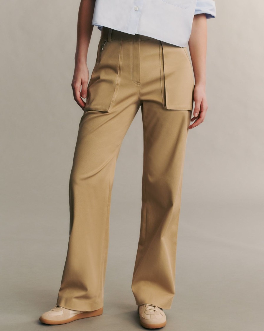 TWP Clothing Pants | Isa Pant In Stretch Cotton Twill Khaki