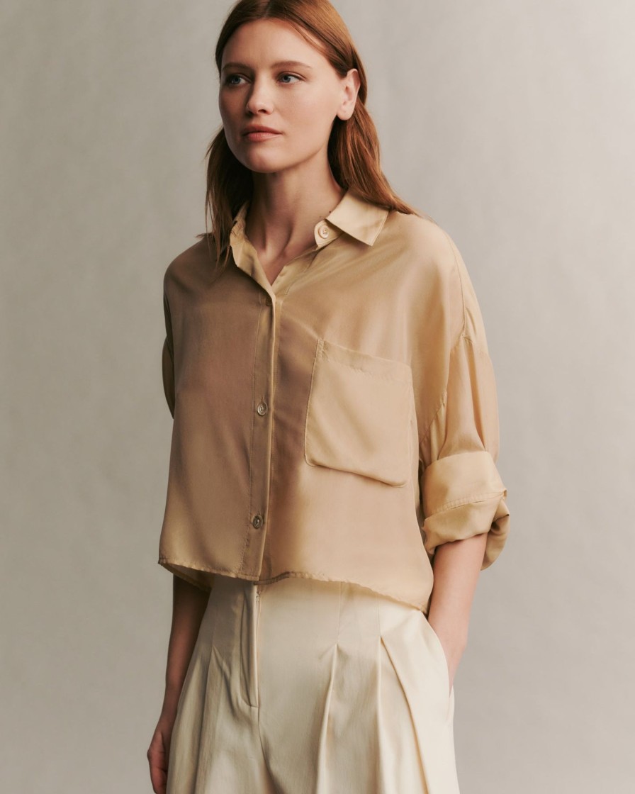 TWP Clothing Tops | Next Ex Shirt In Washed Silk Habotai Tan