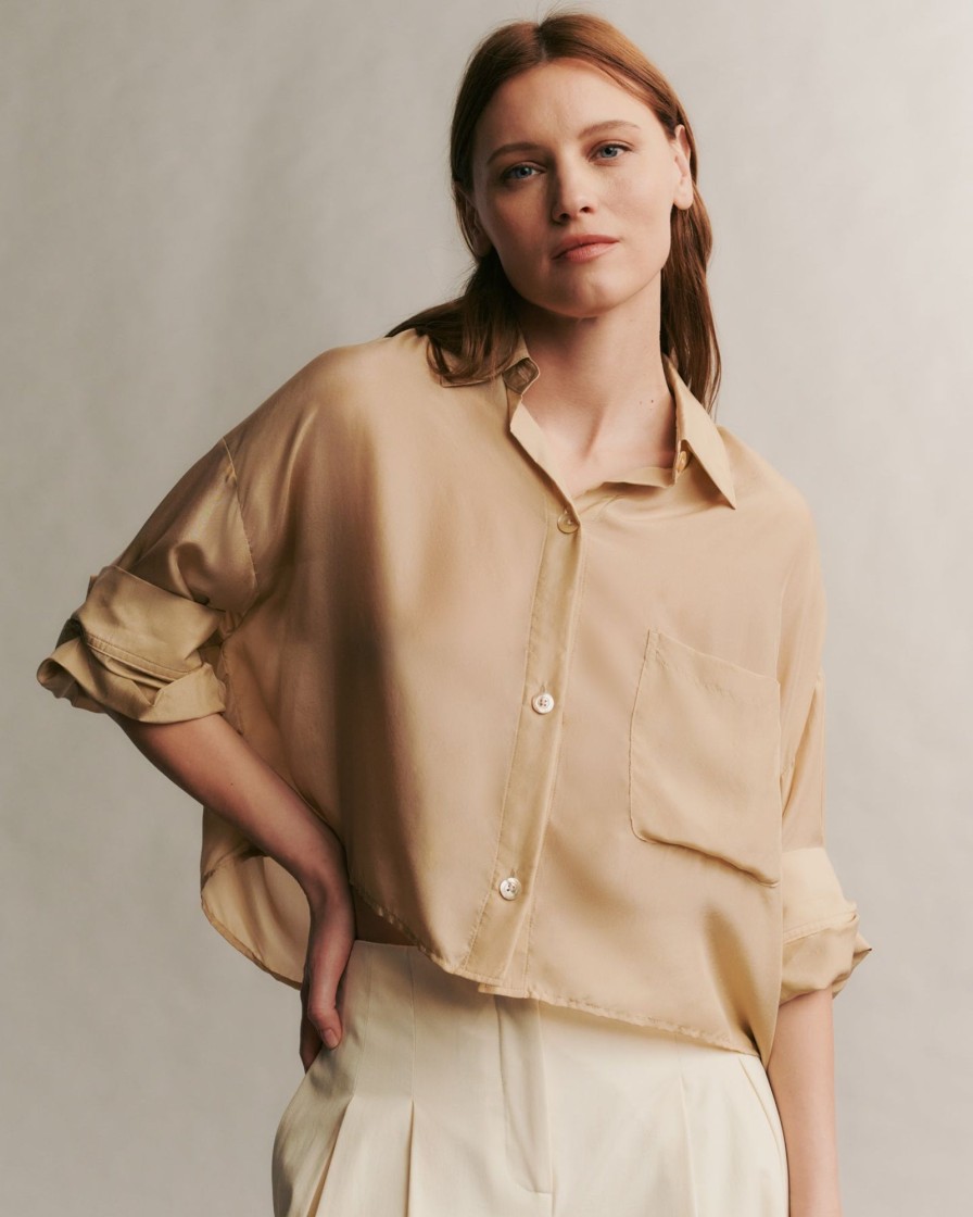 TWP Clothing Tops | Next Ex Shirt In Washed Silk Habotai Tan