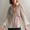 TWP Clothing Tops | New Morning After Shirt In Striped Silk Voile Brown Multi