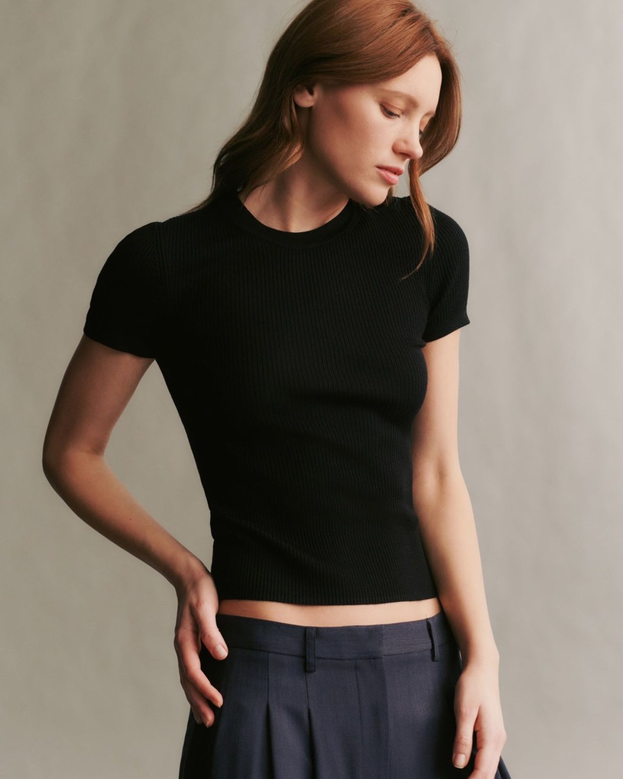 TWP Clothing Tops | Tease Top In Merino Wool Black