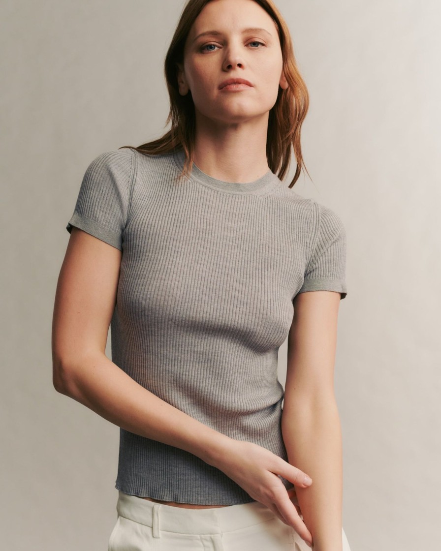 TWP Clothing Shop All | Tease Top In Merino Wool Light Heather Grey