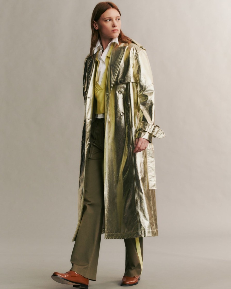 TWP Clothing Outerwear | Foreign Affair In Metallic Coated Canvas Light Gold