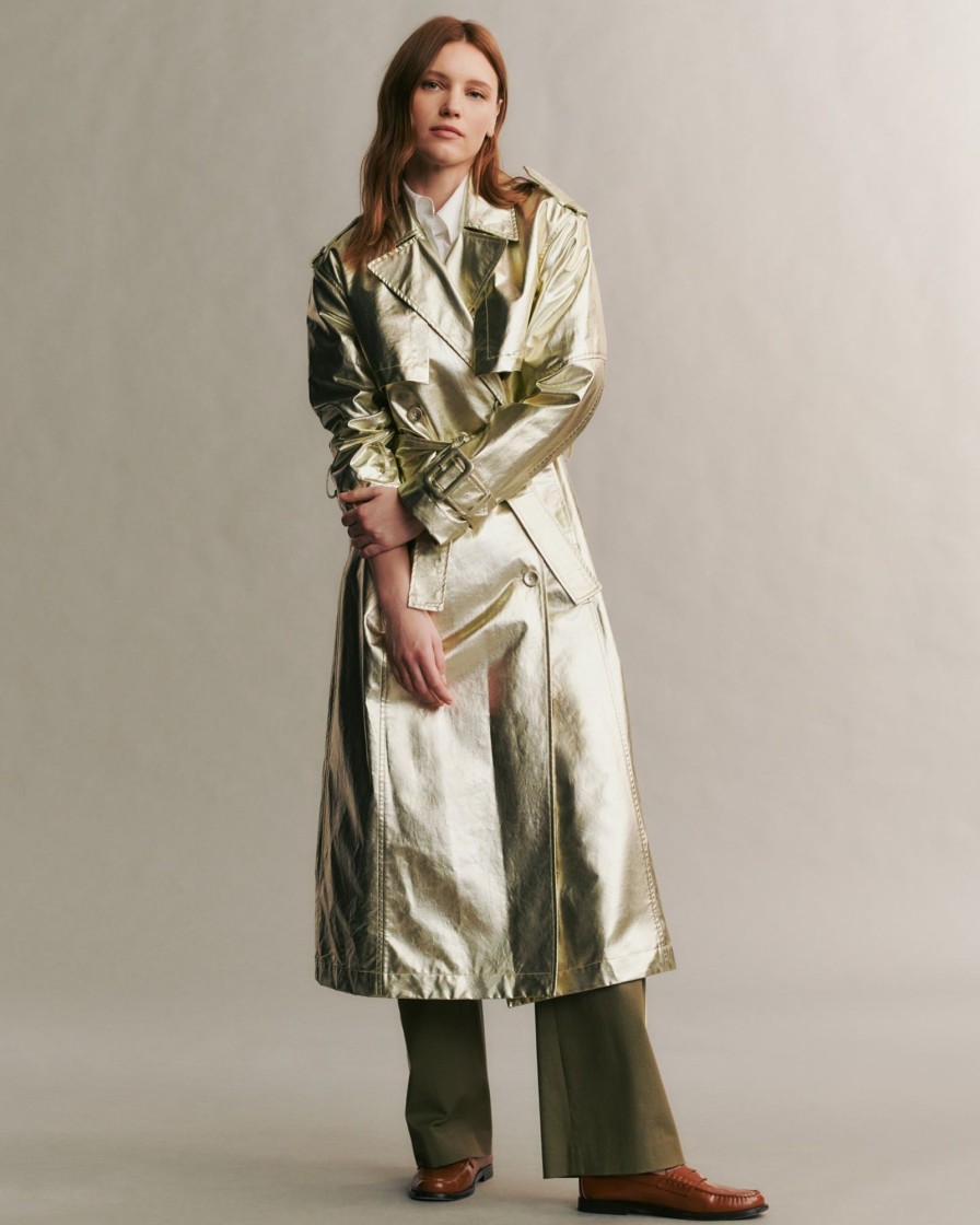 TWP Clothing Outerwear | Foreign Affair In Metallic Coated Canvas Light Gold