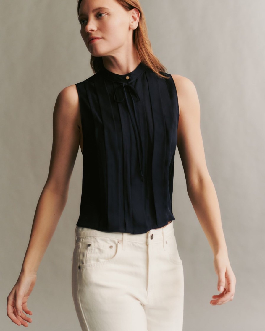 TWP Clothing Tops | Cherry Top In Silk Georgette Midnight