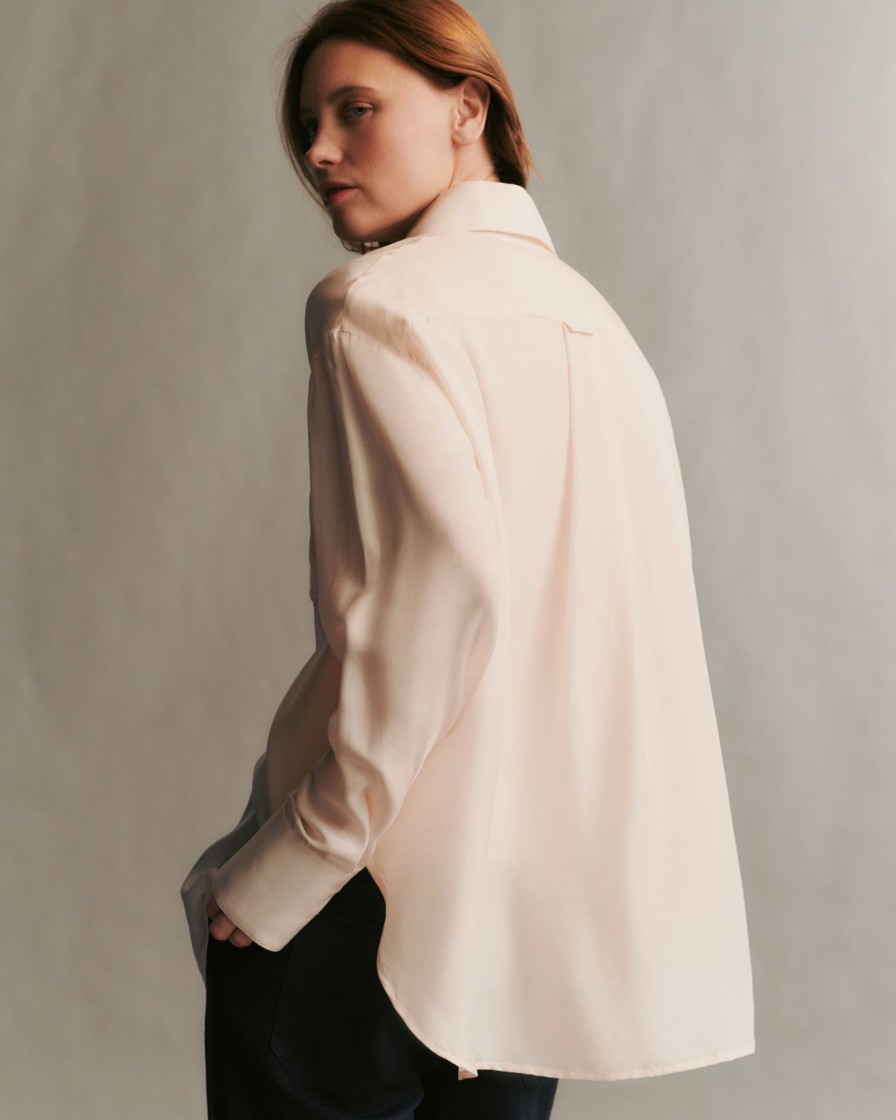 TWP Clothing Tops | Big Joe Shirt In Washed Silk Habotai Pale Blush