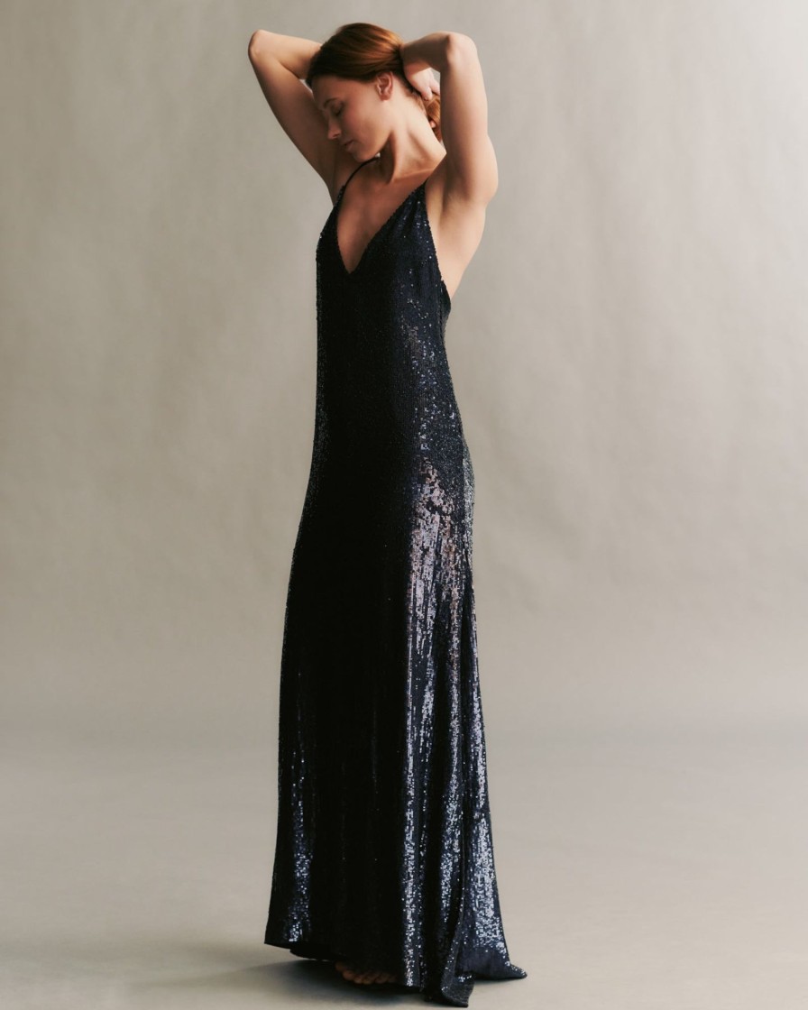 TWP Clothing Shop All | Josephine Dress In Fishscale Sequins Midnight