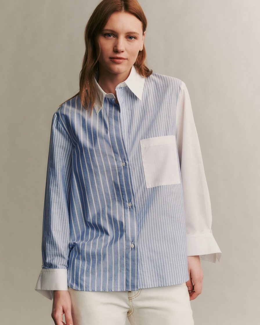 TWP Clothing Shop All | New Morning After Shirt In Combo Stripe Indigo/White