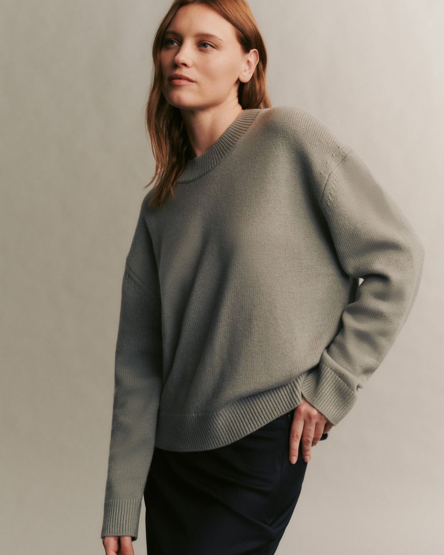 TWP Clothing Sweaters | Boy Crew In Cashmere Flat Gray