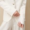 TWP Clothing Blazers & Jackets | Boyfriend Blazer With Zipper In Coated Viscose Linen White