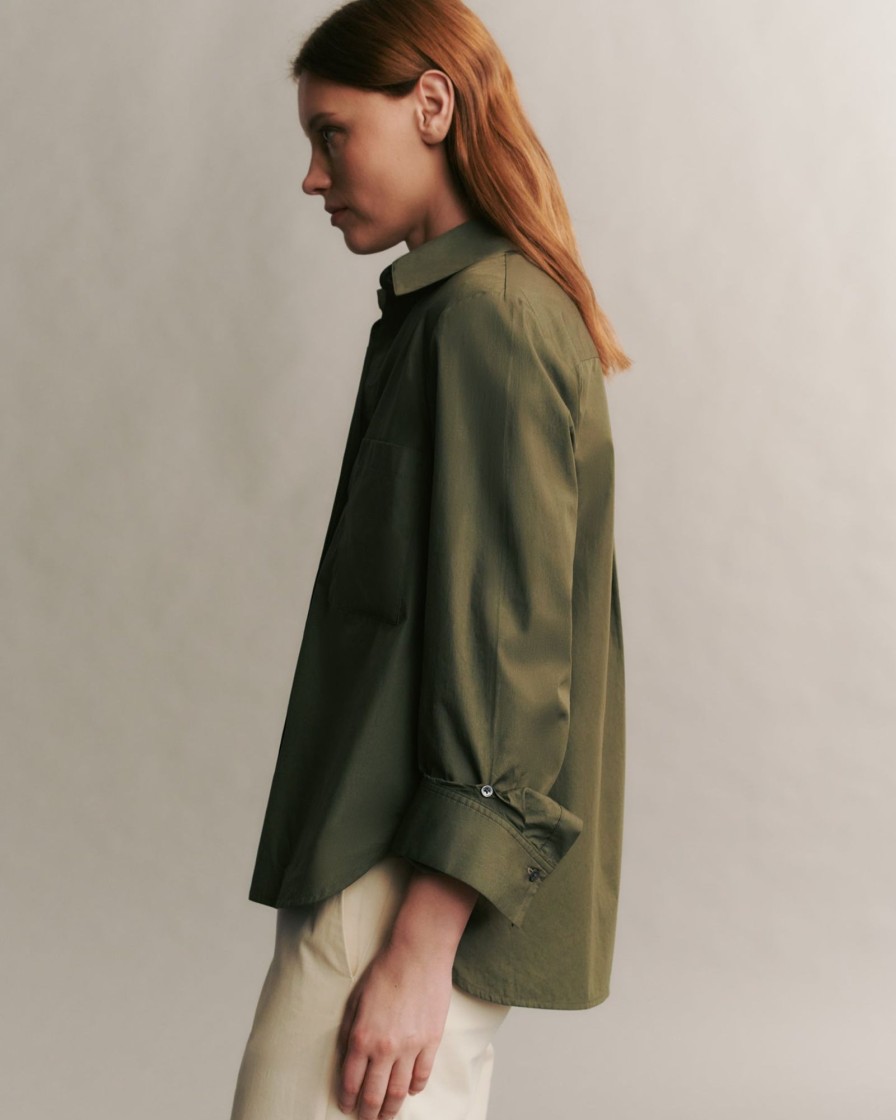 TWP Clothing Tops | Boyfriend Shirt In Superfine Cotton Jungle Green