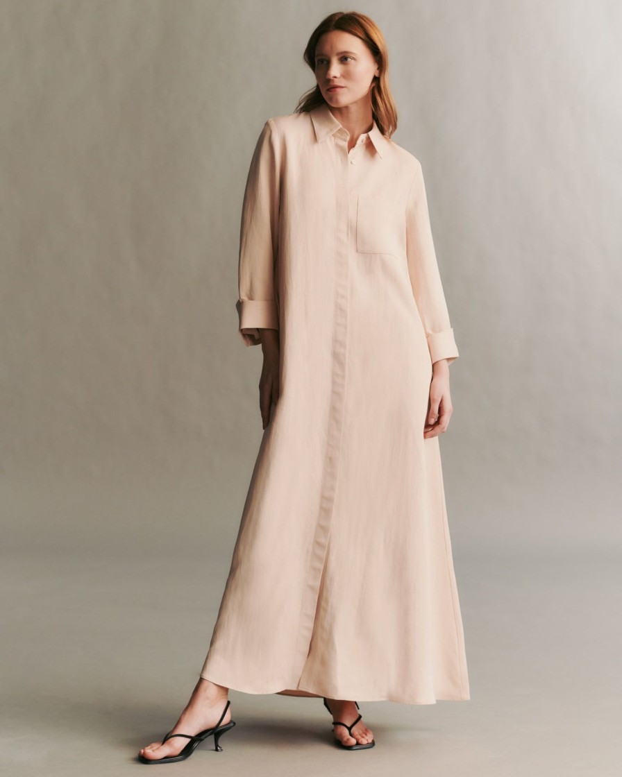 TWP Clothing Shop All | Jennys Gown In Coated Viscose Linen Pale Blush