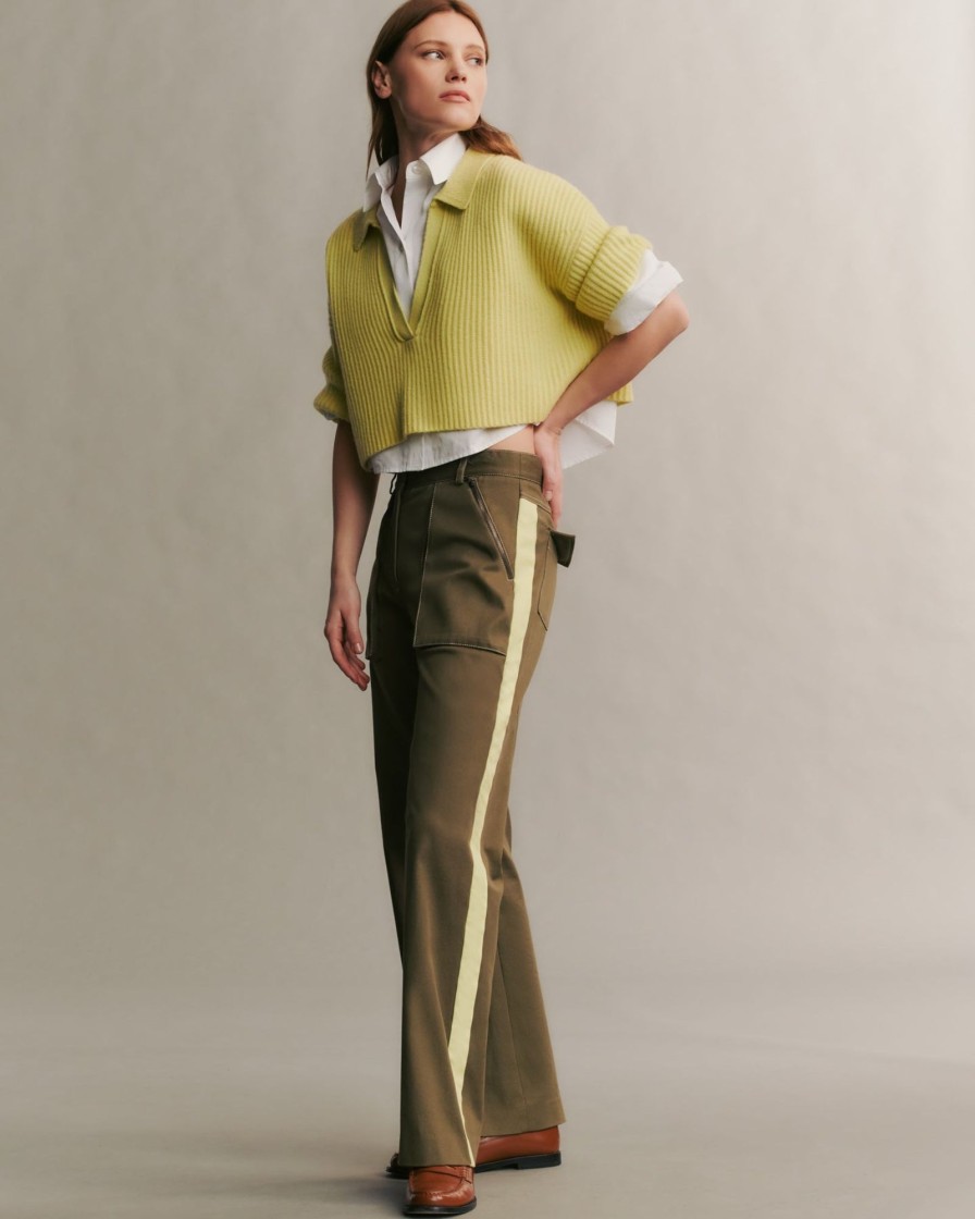 TWP Clothing Pants | Isa Pant In Stretch Cotton Twill Dark Olive