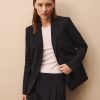 TWP Clothing Blazers & Jackets | Boyfriend Blazer With Zipper In Cotton Poplin Midnight