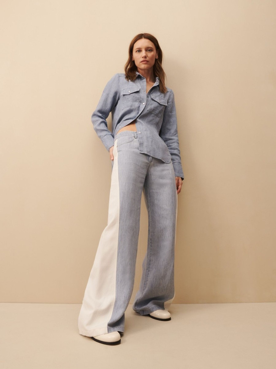 TWP Clothing Shop All | Joanna Pant In Hemp Denim Light Indigo / White