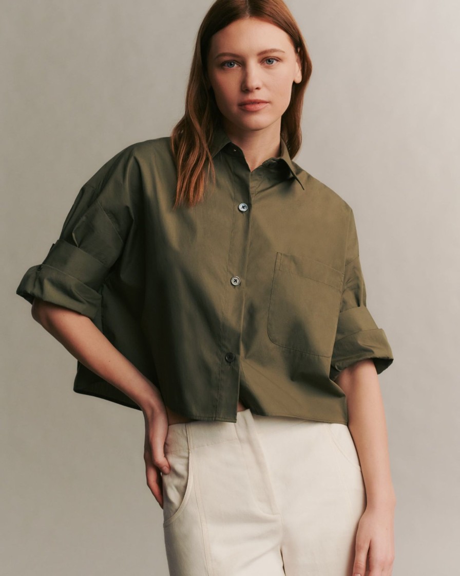 TWP Clothing Tops | Next Ex Shirt In Superfine Cotton Jungle Green