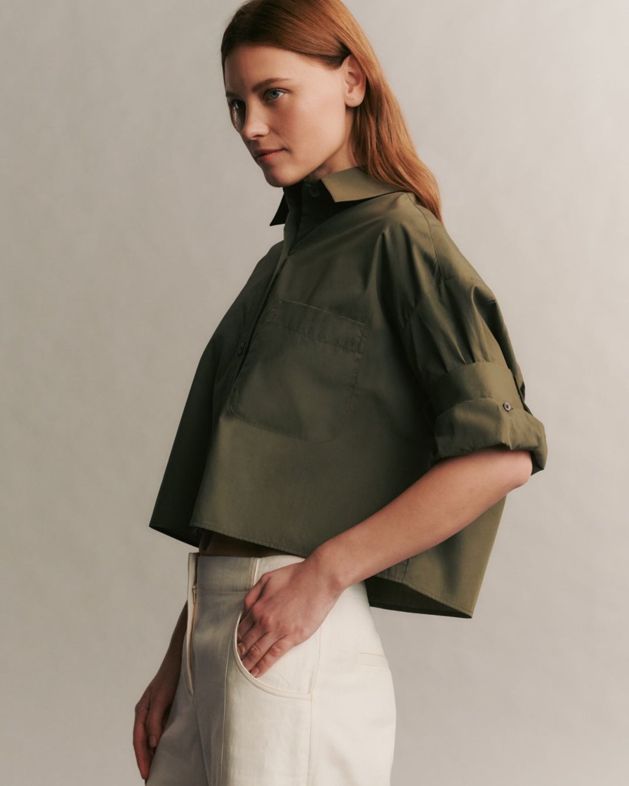 TWP Clothing Tops | Next Ex Shirt In Superfine Cotton Jungle Green