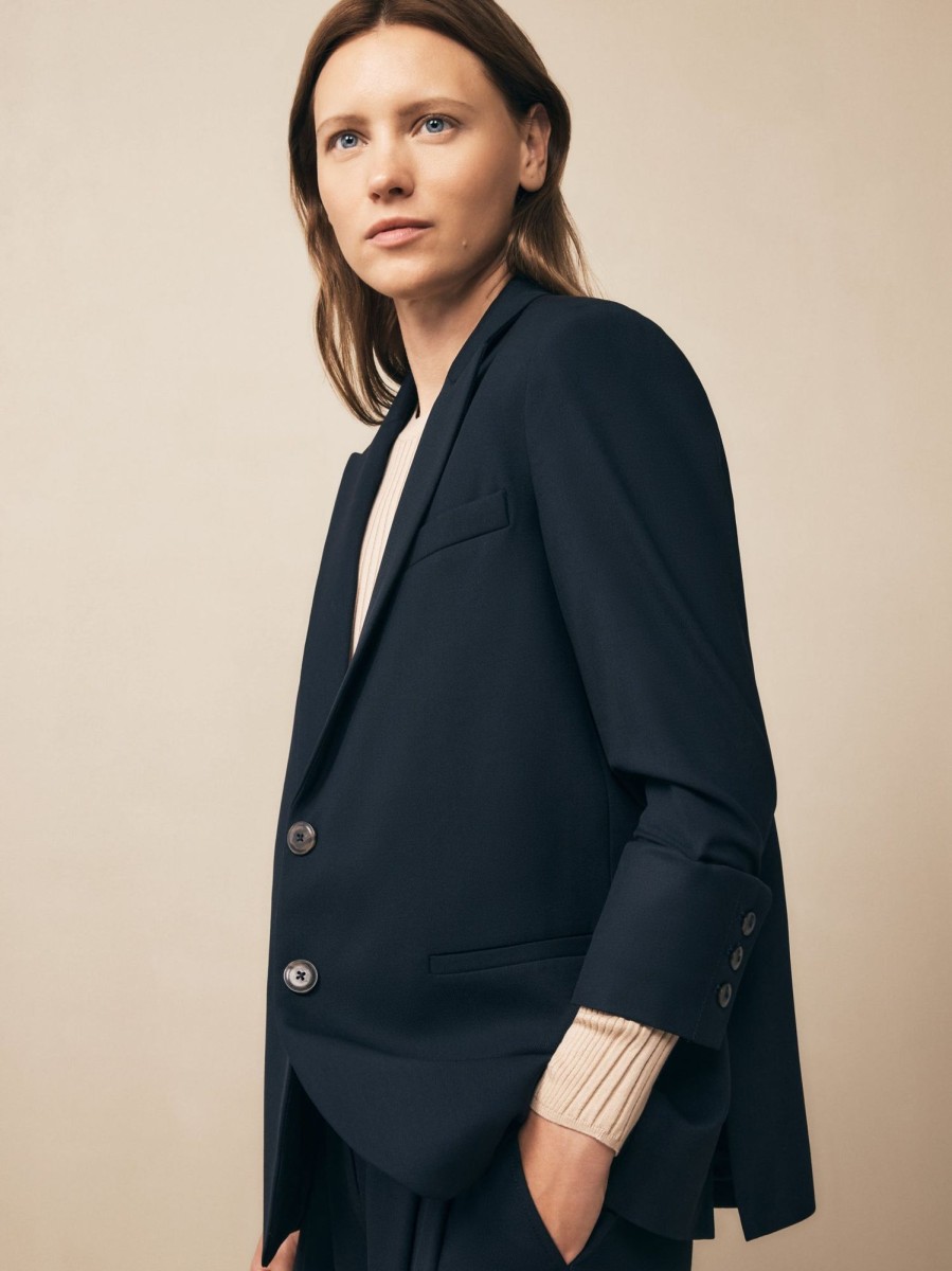 TWP Clothing Blazers & Jackets | Boyfriend Blazer In Wool Twill Midnight