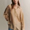 TWP Clothing Tops | Big Joe Shirt In Washed Silk Habotai Tan