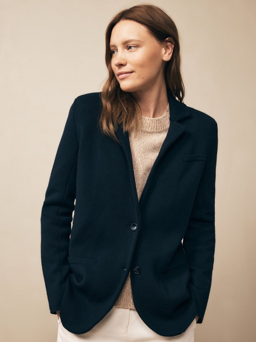 TWP Clothing Blazers & Jackets | Knit Boyfriend Blazer In Wool Midnight