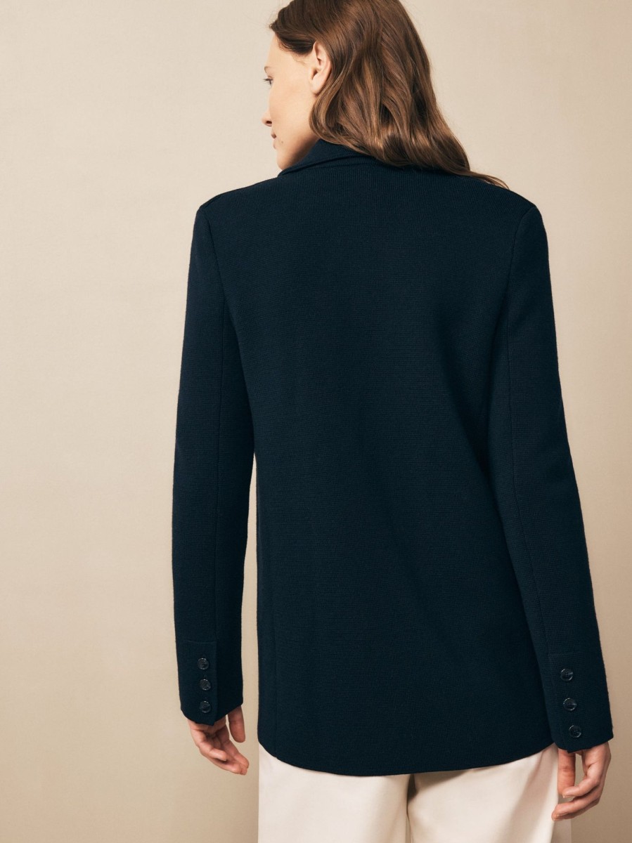 TWP Clothing Blazers & Jackets | Knit Boyfriend Blazer In Wool Midnight