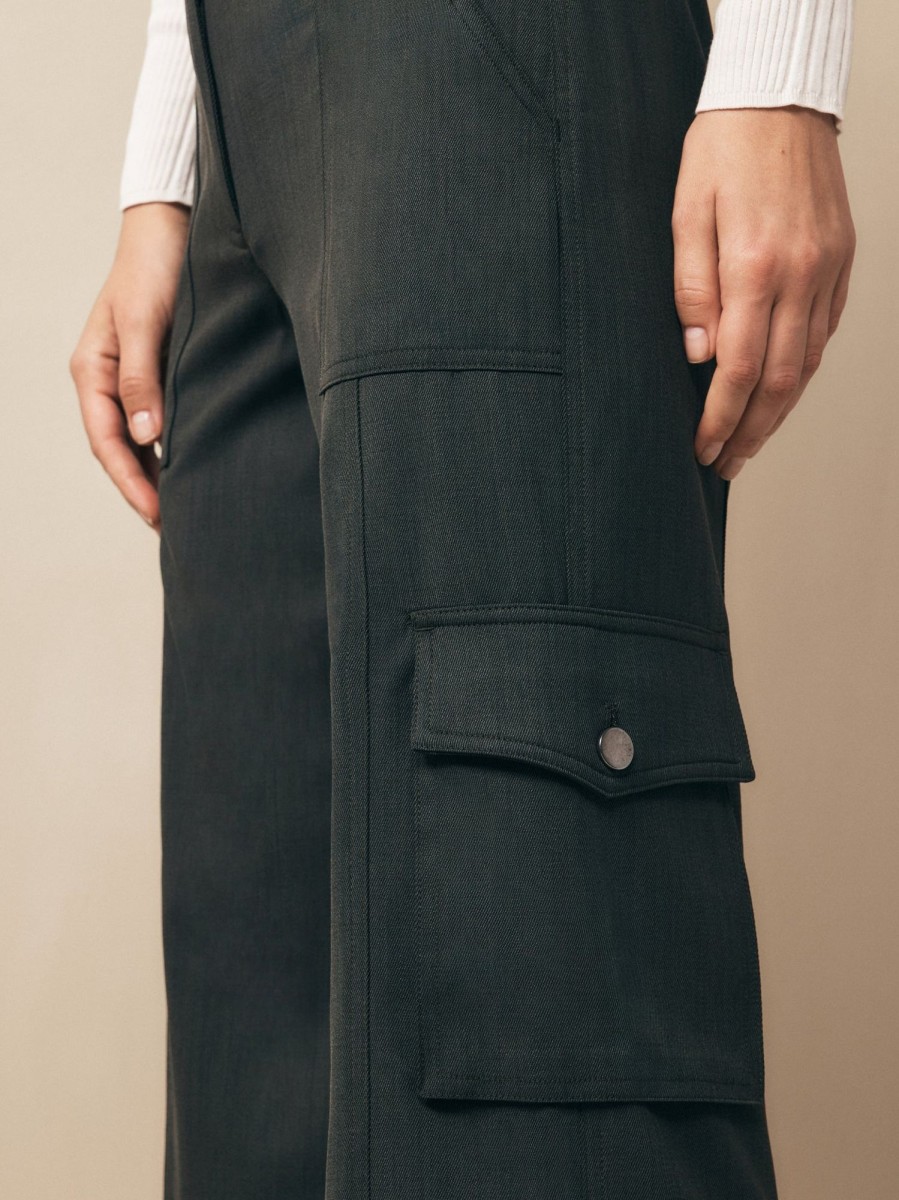 TWP Clothing Shop All | Coop Pant With Cargo Pockets In Wool Twill Military