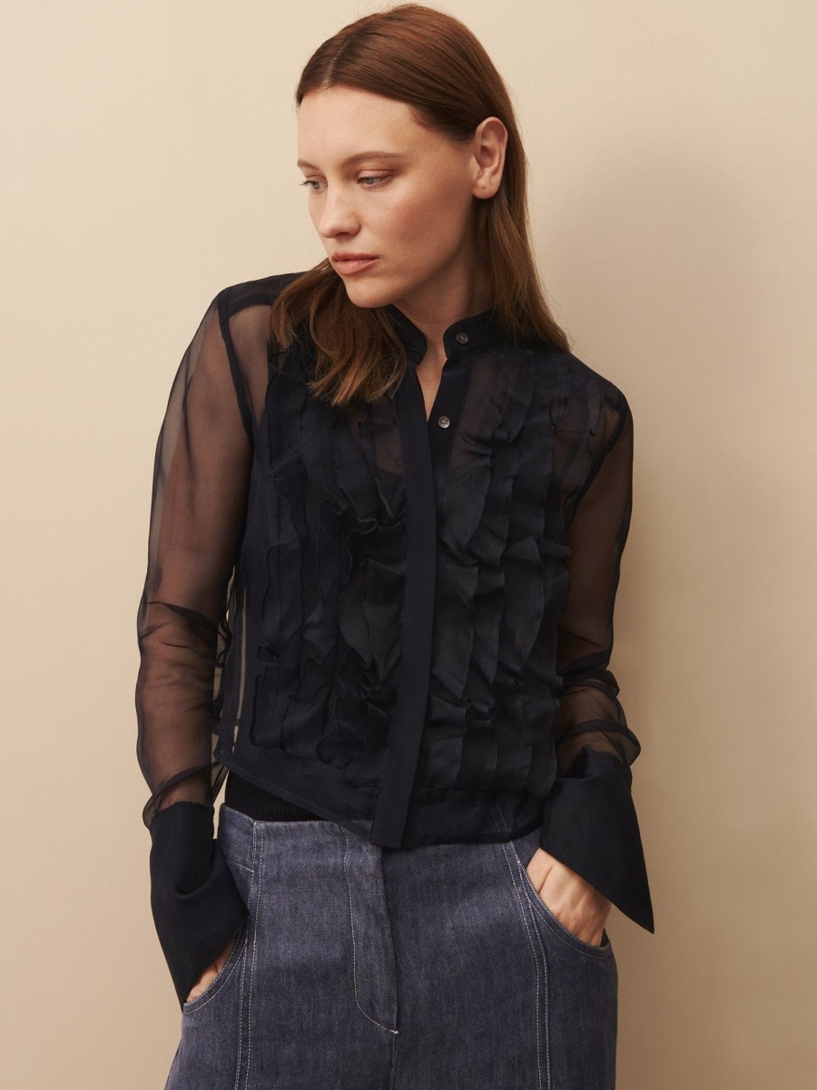 TWP Clothing Tops | Patti Top In Silk Organza Midnight