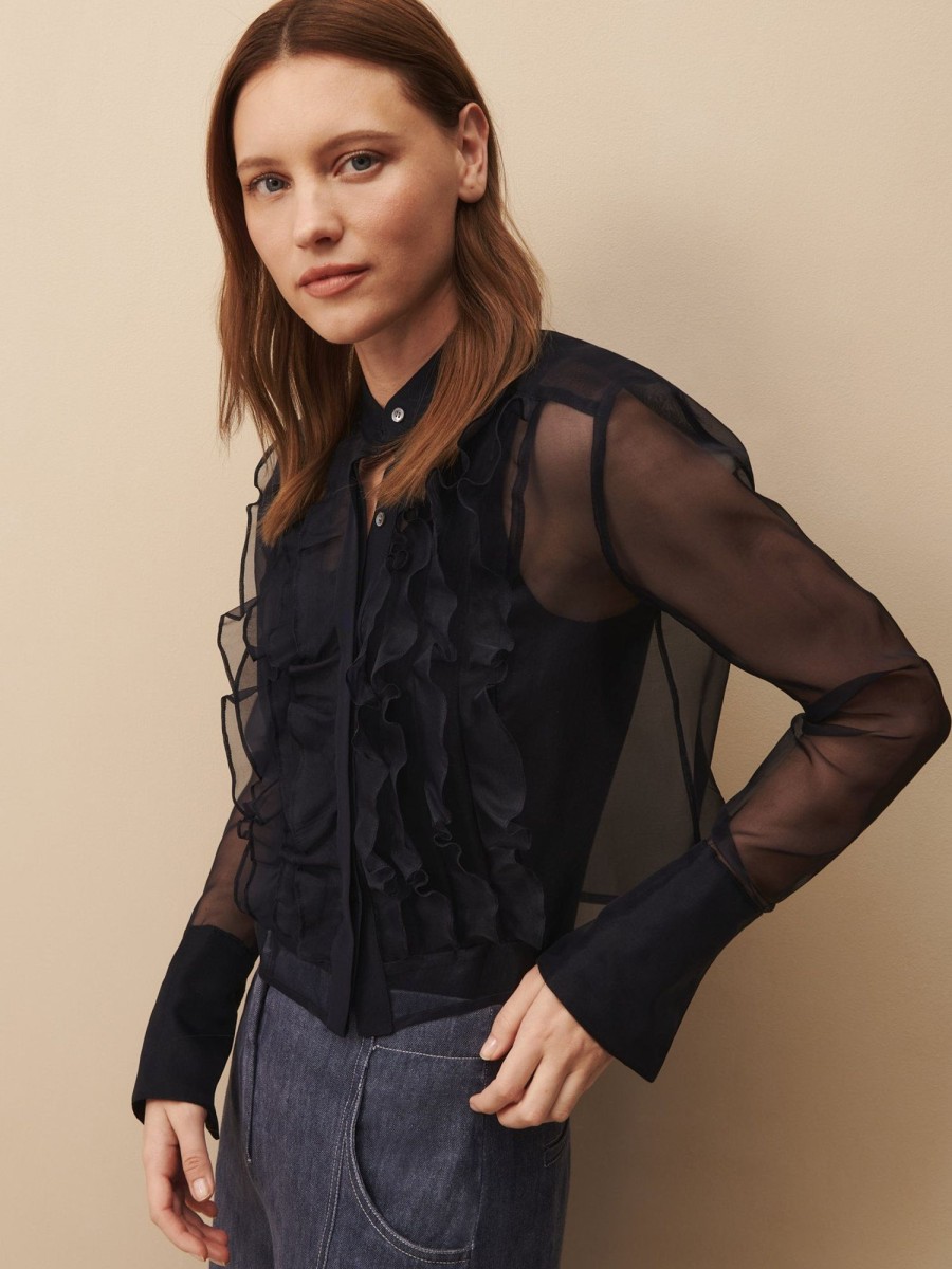 TWP Clothing Tops | Patti Top In Silk Organza Midnight